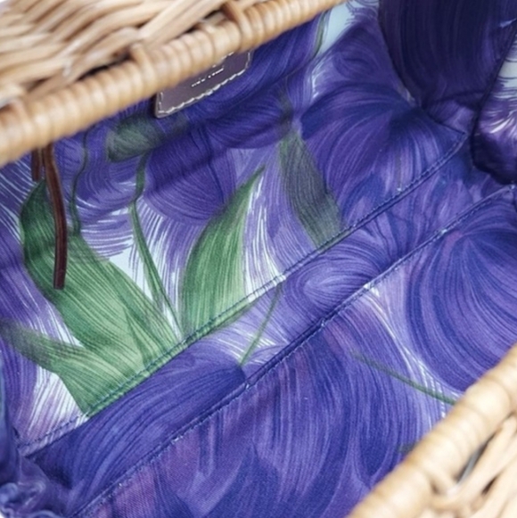 Vintage Kate Spade Woven Barrel Handbag - Gold And Tan - Picture 6 of 7